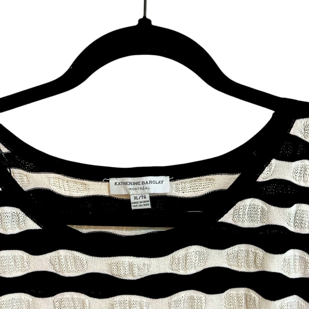 Katherine Barclay Black Long Sleeve Ribbed Blouse